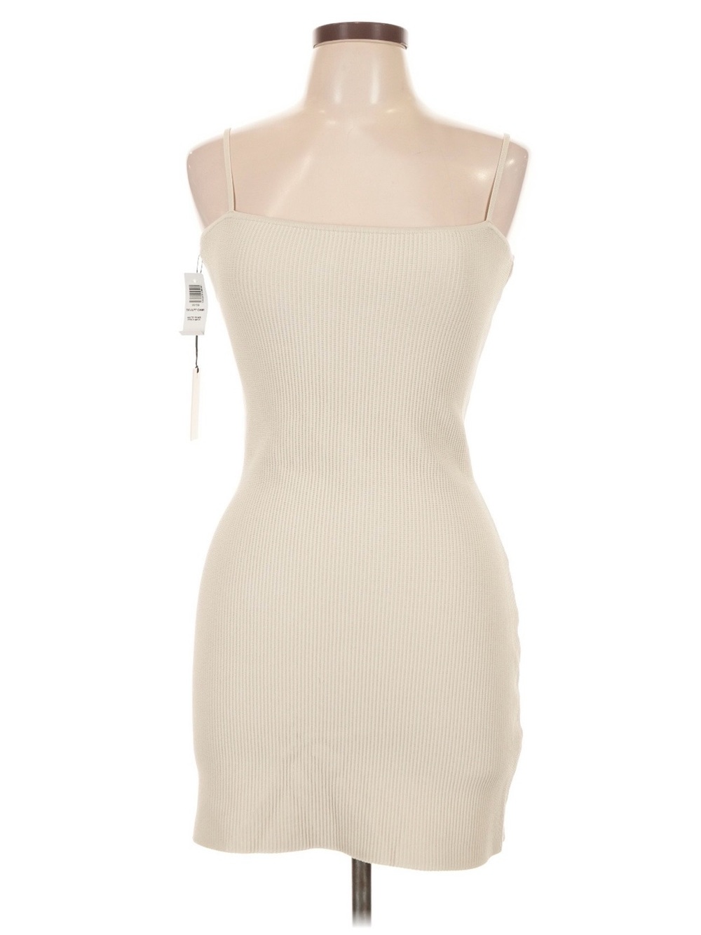 Aritzia Slim Ribbed Slip Dress in Cream